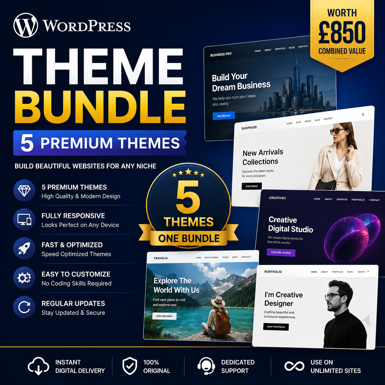WordPress Theme Bundle – 5 Premium Themes